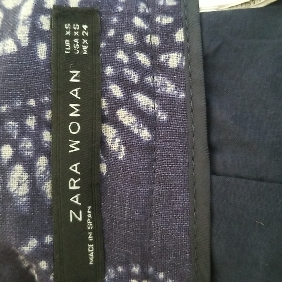 Zara 100% Linen Batik Wrap Blue & White Skirt Size Extra Small - Picture 4 of 5